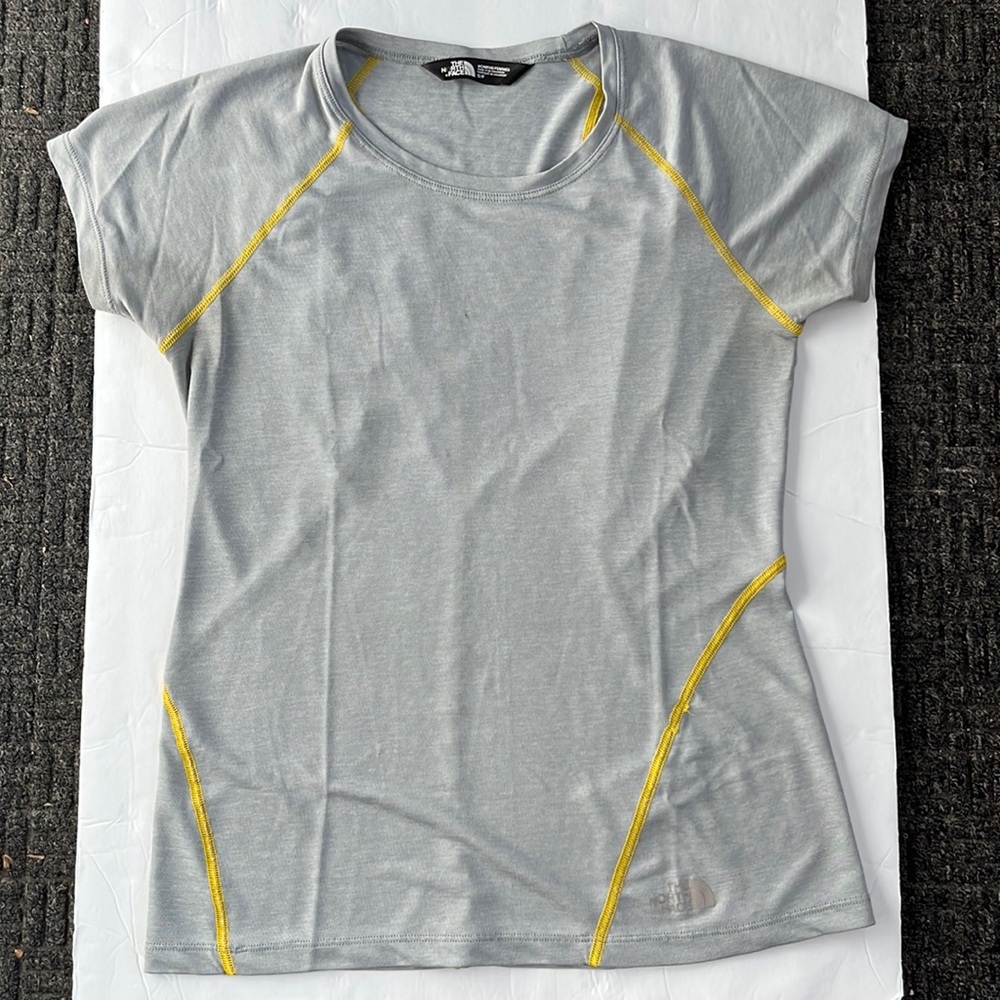 The North Face Gray and Yellow activewear T-Shirt